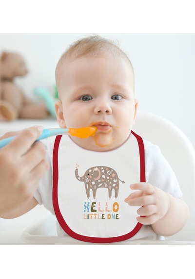 BK Kids Hello Little One Tasarımlı Kırmızı Bebek Mama Önlüğü-1 Kırmızı