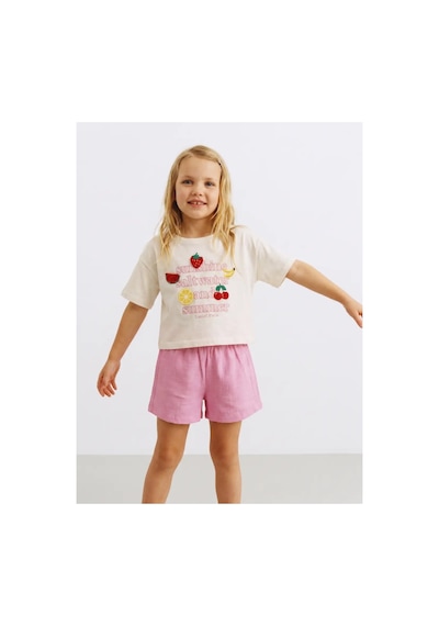 Poala Kids Fruits Keten Şortlu Takım Çok Renkli