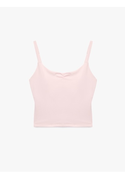 Koton U Yaka Slim Fit Büzgülü Askılı Sporcu Atleti Pembe 6sak30138nk Gül