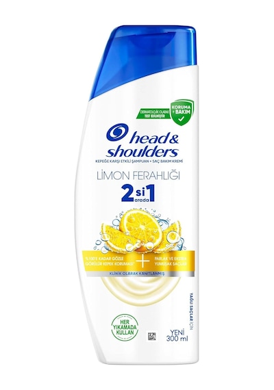 Head & Shoulders Limon Ferahlığı 2'si 1 Arada Yağlı Saçlar İçin Kepeğe Karşı Etkili Şampuan 300ml