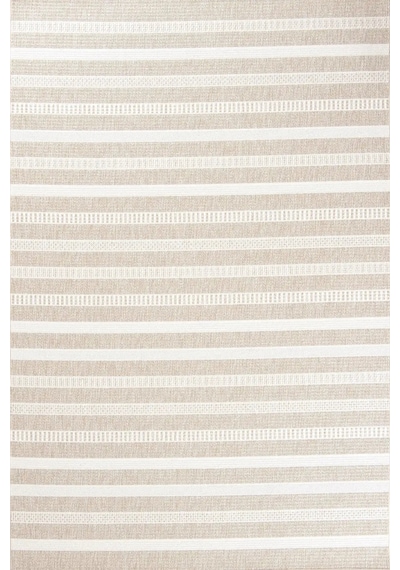 Hoom Rugs Lora 3201 Bej Çizgili Pamuk Taban Hav Toz Vermez Sisal Halı