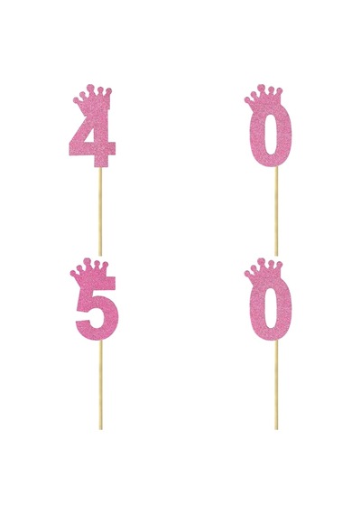 Eva Simli Rakam Pasta Süsü. 19cm x 7.5cm - 1 Adet Pembe 0