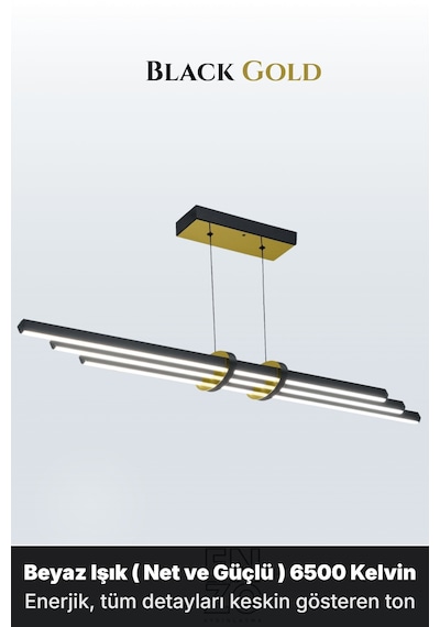 Cosmo Gold Lineer Led Sarkıt Avize Kumandalı Dim Edilebilir Aşağı Işık Beyaz Işık