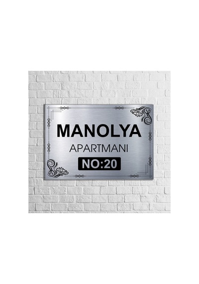 Apartman-site Kapı Isimliği Kapı Tabelası 20x29 Cm Model 1 Gümüş Gümüş