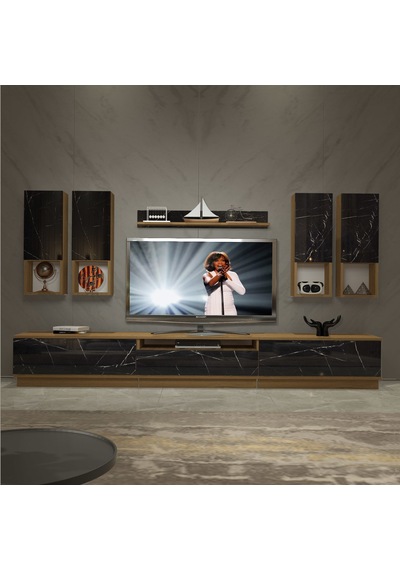 Decoraktiv Trendstyle 8das Mdf Tv Ünitesi Tv Sehpası Pera - Siyah Mermer