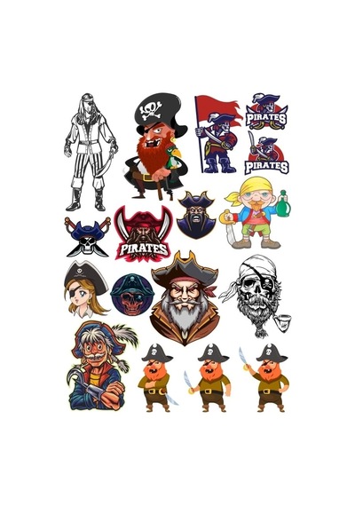 Korsan Sticker Set 11 15 Parça Telefon, Tablet, Defter, Laptop Sticker