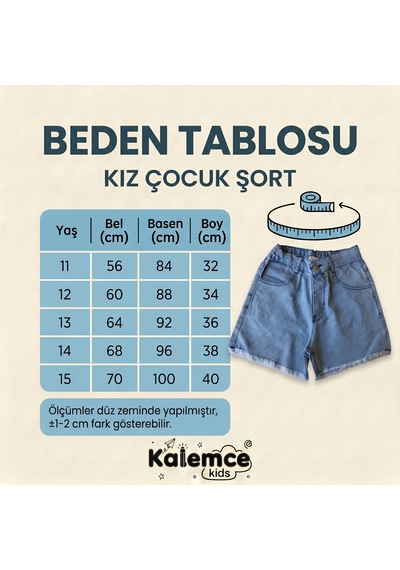 Cmk Premıum Kız Çocuk Taşlı Paçası Püsküllü Mavi Şort