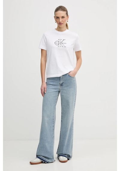 Calvin Klein Kadın Tişört-lv047e819g Beyaz