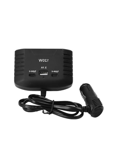 120w Çakmak Soketi, 2 Usb Ve 1 Type-c Çoğaltıcı Araç Şarj Cihazı