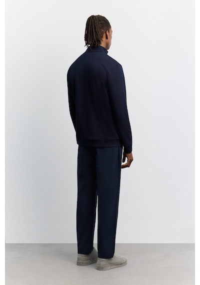 Avva Erkek Lacivert Dik Yaka Fermuarlı Kolay Ütülenen Pamuklu Regular Fit Sweatshirt A62y1222