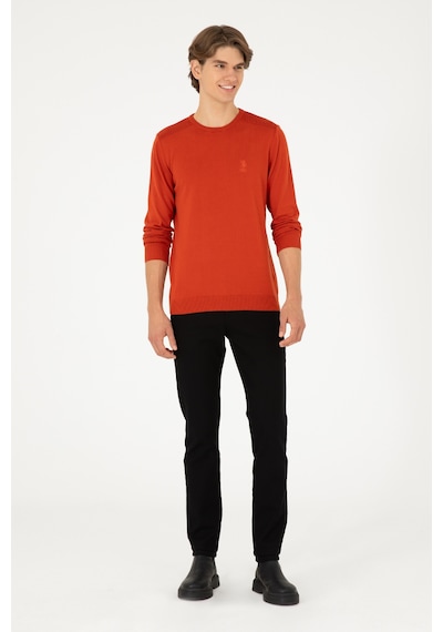 U.S. Polo Assn. Erkek Slim Fit Bisiklet Yaka Kiremit Basic Kazak 50288888-VR031