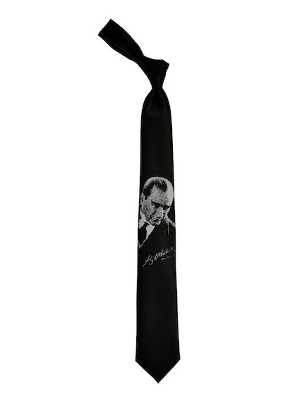 Brianze Siyah M.Kemal Atatürk Dokuma Kravat Siyah