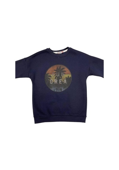 Cantoy Erkek Çocuk İçi Şardonlu Baskılı Sweatshirt-15198 Lacivert