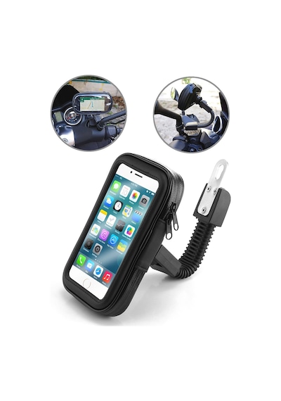 Thentech Motorsiklet Bisiklet Atv İçin Gidona Sabitlenebilir Sağlam Su Geçirmez Dayanıklı Telefon Standı Siyah