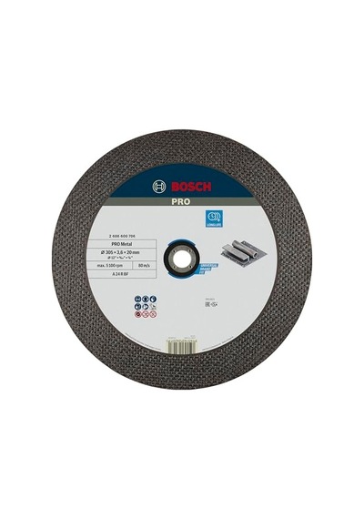 2608600706 Aksesuarı Metal Düz-ayırma Diski A 24 R Bf, 300 Mm, 20 Mm, 3,5 Mm