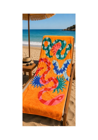 Plaj Havlusu Ss-26 Koleksiyonu Premium Özel Tasarım Hızlı Kuruyan Mikrofiber Havlu 75x150 Cm Turuncu