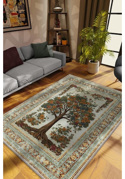 Homshtag Art Deco Meşe Ağacı Vintage Halı Görünümlü Dijital Baskı Renkli Halı,rustik Çiçekli Halı Çok Renkli