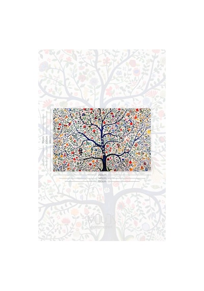 Beyaz Çiçekli Ağaç Desenli Duvar Halısı Duvar Örtüsü Tapestry Süet Dokulu Kumaş