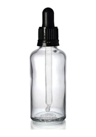 Şeffaf Cam Şişe 50 Ml Sıkmalı Damlalıklı Kapak 18 Mm