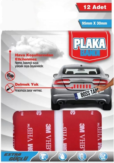 Plaka Yapıştırma Bandı 95mm X 30mm 12'li