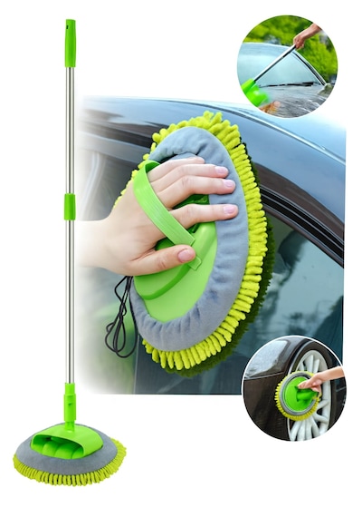 Nobera Teleskopik Mikrofiber Oto Yıkama Mop Araba Yıkama Fırçası +1 Yedek Bez