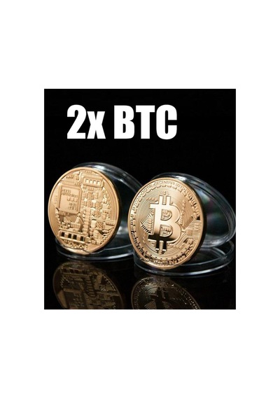2 Tane Kripto Temalı Sarı Metal Sikke İkili Takım Şık Saklama Kabıyla Jeton