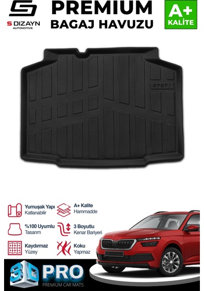 S-dizayn Skoda Kamiq 3d Pro Bagaj Havuzu 2019 Üzeri A+ Kalite