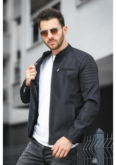 Oksit Abuja Slim Fit Fermuar Detaylı Dik Yaka Su İtici Erkek Mevsimlik Mont 001