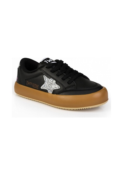 Sstar Beyaz Gümüş Kız Çocuk Cırtlı Bantlı Sneaker Spor Ayakkabı Siyah
