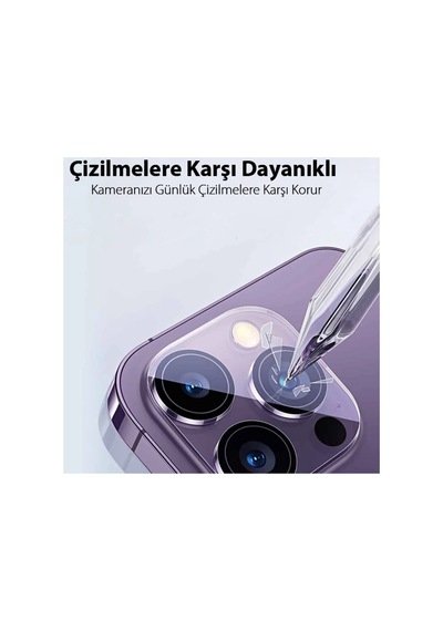 Uluvora İphone 15 Pro/15 Pro Max İçin Crystal Serisi Hd Cam Kamera Koruyucu 2 Adet Set- 577 - Hs08378486-6 Şeffaf 2
