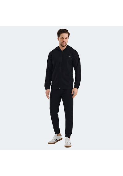 Slazenger KEEN IN Erkek Fermuarlı Kapüşonlu Cepli Siyah Eşofman Takımı