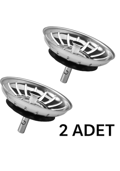 2 Adet Çöpmak 8 Cm Paslanmaz Çelik Lavabo Evye Gider Süzgeci Sif