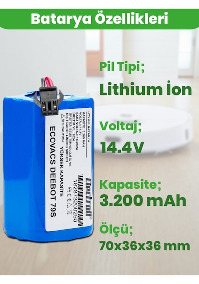 Ecovacs Deebot 79s Uyumlu 3.200mah Pil Robot Süpürge Batarya