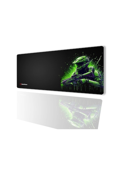 Sonictouch Ultragrand Siyah Ve Neon Yeşili Soldier Dikişsiz Xxl Gaming Oyuncu Masaüstü Klavye Mouse Pad 40x90cm