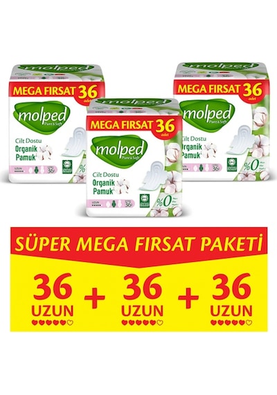 Molped Pure Soft Mega Fırsat Uzun Ultra 36 Lı X 3 Adett PKT.MOLPED.036