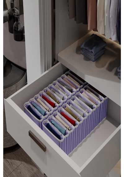 8 Bölmeli Dolap Ve Çekmece Içi Düzenleyici Akordiyon Organizer L-00517 1 Adet Diğer