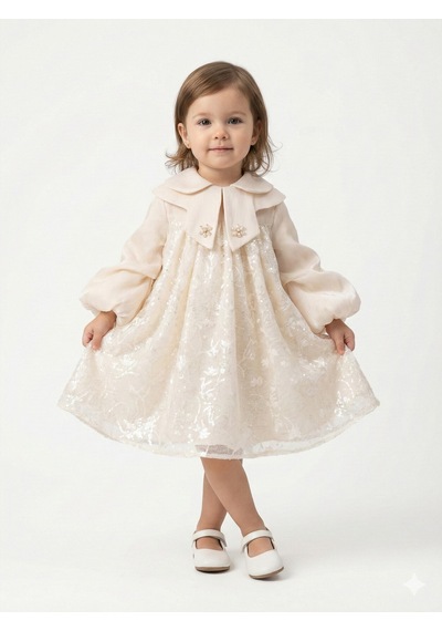 Xo Kids Kız Çocuk Elbise 2-6 Yaş 2610 Bej