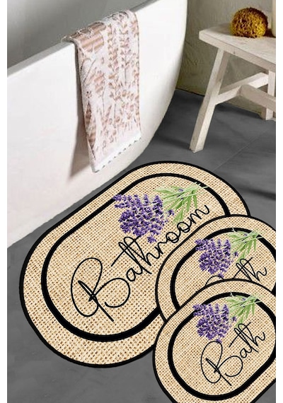 Chilai Home Bano 3'lü Set Banyo Halısı Djt Bej - Yeşil