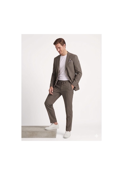 Modmen İtalyan Kesim Slimfit Erkek Takım Elbise Çizgili Kahverengi