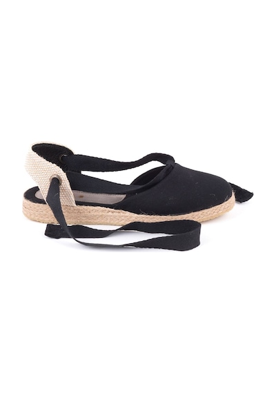 Star Tombis Gerçek Elişi Ipli Düz Topuk Keten Espadril Handmade Siyah