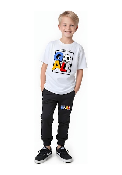 Fyk Kids Erkek Çocuk Mevsimlik Goal Baskılı Alt-üst Takım Beyaz