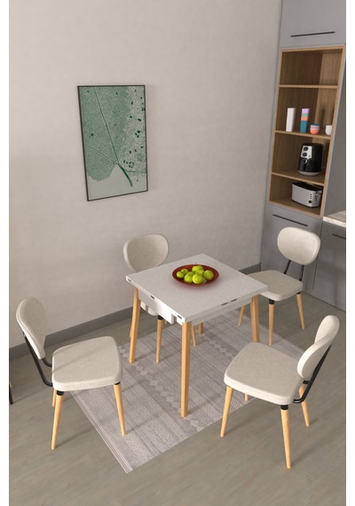 Vilinze Deniz Sandalye Avanos Ahşap Mdf Kanatlı Mutfak Masası Takımı - 70x70+70 Cm Kırık Beyaz Vilinze Deniz Sandalye Avanos Ahşap Mdf Kanatlı Mutfak Masası Takımı - 70x70+70 Cm Kırık Beyaz