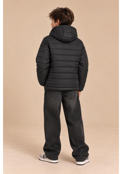 Alexandergardi Puffer Kapüşonlu Unisex Çocuk Şişme Mont Siyah
