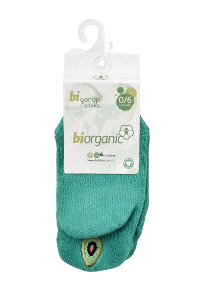Bibaby Organik Çorap Soket Sneakers Cute Mint - 9386 Yeşil