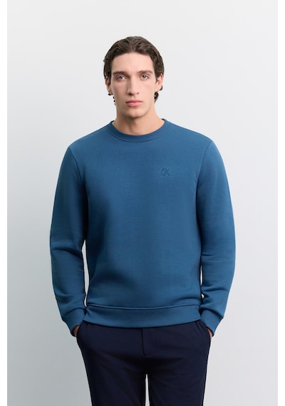 Avva Erkek İndigo Bisiklet Yaka 3 İplik Şardonlu -5 Dereceye Dayanıklı Regular Fit Sweatshirt A62y1291