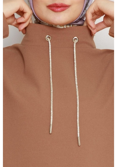 Sevitli Dik Yaka Tunik-vizon-4453 Vizon