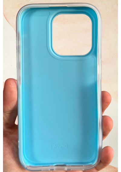 İphone 15 Pro Uyumlu İnci Işıltısı Fiyonk Taşlı Mavi Silikon Telefon Kılıfı