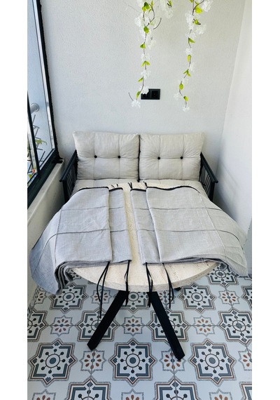 Bahçe Balkon Takımı Minder Kılıf Takımı 4 Adet Açık Gri
