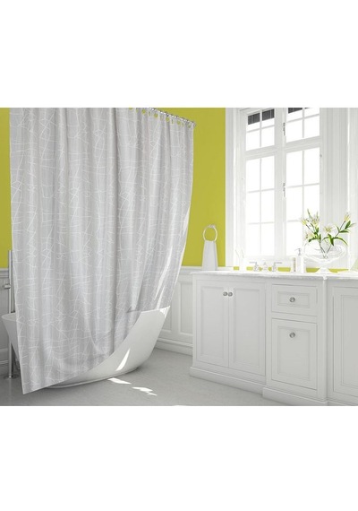Duş Perdesi Mermer Desenli Banyo Perdesi Çift Kanat 2x120x200cm 16 Adet C Halka Hediyeli Diğer