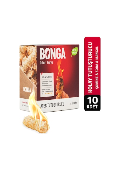 Bonga Mangal Ve Ateş Tutuşturucu 10 Adet 140 GR - Jel Ve Çıra Alternatifi Doğal Odun Yünü